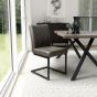 Langfland Brownish Grey Leather Effect Industrial Dining Chair – Dark Grey Cantilever Legs (2pk) by Shankar | Style Our Home