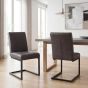 Langfland Brownish Grey Leather Effect Industrial Dining Chair – Dark Grey Cantilever Legs (2pk) by Shankar | Style Our Home