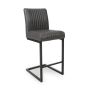 Fairmton Brownish Grey Leather Effect Industrial Bar Chair – Dark Grey Cantilever Legs (2pk)