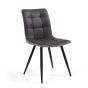 Marlowell Twin Tone Suede Effect Dining Chair – Dark Grey Seat & Black Metal X Frame Legs (2pk)