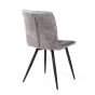 Marlowell Twin Tone Suede Effect Dining Chair – Dark Grey Seat & Black Metal X Frame Legs (2pk)