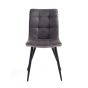 Marlowell Twin Tone Suede Effect Dining Chair – Dark Grey Seat & Black Metal X Frame Legs (2pk)