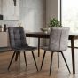 Marlowell Twin Tone Suede Effect Dining Chair – Dark Grey Seat & Black Metal X Frame Legs (2pk) by Shankar | Style Our Home