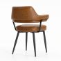 Cavenden Mid-Century Leather Style Dining Chair – Tan with Black Metal Legs (2pk)