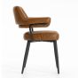 Cavenden Mid-Century Leather Style Dining Chair – Tan with Black Metal Legs (2pk)