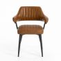 Cavenden Mid-Century Leather Style Dining Chair – Tan with Black Metal Legs (2pk)
