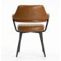 Cavenden Mid-Century Leather Style Dining Chair – Tan with Black Metal Legs (2pk)