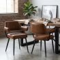 Cavenden Mid-Century Leather Style Dining Chair – Tan with Black Metal Legs (2pk) by Shankar | Style Our Home