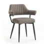 Pembrton Mid-Century Leather Style Dining Chair – Grey with Black Metal Legs (2pk)