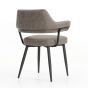 Pembrton Mid-Century Leather Style Dining Chair – Grey with Black Metal Legs (2pk)