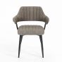 Pembrton Mid-Century Leather Style Dining Chair – Grey with Black Metal Legs (2pk)