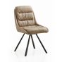 Monteley Mink Leather Effect Swivel Dining Chair – Black Metal Tapered Legs (2pk)