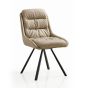 Monteley Cream Leather Effect Swivel Dining Chair – Black Metal Tapered Legs (2pk)