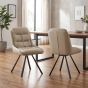 Monteley Cream Leather Effect Swivel Dining Chair – Black Metal Tapered Legs (2pk) by Shankar | Style Our Home