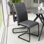 Arlingmere Grey Leather Effect Cantilever Dining Chair – Black Metal Legs (4pk) by Shankar | Style Our Home