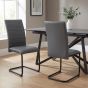 Arlingmere Grey Leather Effect Cantilever Dining Chair – Black Metal Legs (4pk) by Shankar | Style Our Home