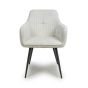 Sorrebourne White Corduroy Upholstered Dining Chair – Black Metal Cross Frame Legs (2pk)