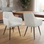 Sorrebourne White Corduroy Upholstered Dining Chair – Black Metal Cross Frame Legs (2pk) by Shankar | Style Our Home