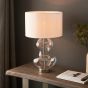 Keldano Shaped Table Lamp Satin Brass Vintage White