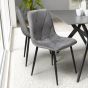 Valenwood Grey Brushed Velvet Dining Chair – Black Metal Cross Frame Legs (4pk) by Shankar | Style Our Home