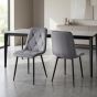 Valenwood Grey Brushed Velvet Dining Chair – Black Metal Cross Frame Legs (4pk) by Shankar | Style Our Home