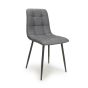 Rivomont Grey Leather Effect Contemporary Dining Chair – Black Metal Tapered Legs (4pk)