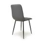 Rivomont Grey Leather Effect Contemporary Dining Chair – Black Metal Tapered Legs (4pk)