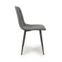Rivomont Grey Leather Effect Contemporary Dining Chair – Black Metal Tapered Legs (4pk)