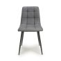Rivomont Grey Leather Effect Contemporary Dining Chair – Black Metal Tapered Legs (4pk)