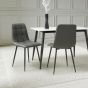 Rivomont Grey Leather Effect Contemporary Dining Chair – Black Metal Tapered Legs (4pk) by Shankar | Style Our Home