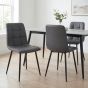 Rivomont Grey Leather Effect Contemporary Dining Chair – Black Metal Tapered Legs (4pk) by Shankar | Style Our Home