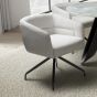 Bromlford White Corduroy Swivel Dining Chair – Black Metal Four Star Base (2pk) by Shankar | Style Our Home