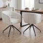 Bromlford White Corduroy Swivel Dining Chair – Black Metal Four Star Base (2pk) by Shankar | Style Our Home