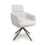 Hadlwick White Corduroy Swivel Dining Chair with Headrest – Black Metal Base (2pk)