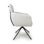 Hadlwick White Corduroy Swivel Dining Chair with Headrest – Black Metal Base (2pk)