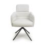 Hadlwick White Corduroy Swivel Dining Chair with Headrest – Black Metal Base (2pk)