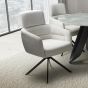Hadlwick White Corduroy Swivel Dining Chair with Headrest – Black Metal Base (2pk) by Shankar | Style Our Home