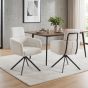 Hadlwick White Corduroy Swivel Dining Chair with Headrest – Black Metal Base (2pk) by Shankar | Style Our Home