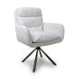 Clarendale White Corduroy Cushioned Swivel Dining Chair – Black Metal Tripod Base (2pk)