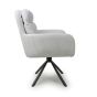 Clarendale White Corduroy Cushioned Swivel Dining Chair – Black Metal Tripod Base (2pk)