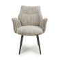Monteley Toffee Fabric Swivel Dining Chair – Black Metal Tapered Legs (2pk)