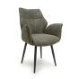 Monteley Moss Green Fabric Swivel Dining Chair – Black Metal Tapered Legs (2pk)