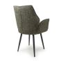 Monteley Moss Green Fabric Swivel Dining Chair – Black Metal Tapered Legs (2pk)