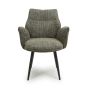 Monteley Moss Green Fabric Swivel Dining Chair – Black Metal Tapered Legs (2pk)