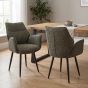 Monteley Moss Green Fabric Swivel Dining Chair – Black Metal Tapered Legs (2pk) by Shankar | Style Our Home