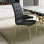 Mayfabury Black Leather Effect Dining Chair – Gold Chrome Metal Legs (2pk) by Shankar | Style Our Home