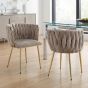Bridgfstone Mink Chenille Accent Dining Chair – Gold Metal Frame (2pk) by Shankar | Style Our Home