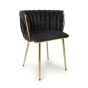 Bridgfstone Black Brushed Velvet Accent Dining Chair – Gold Metal Frame (2pk)