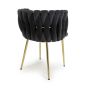 Bridgfstone Black Brushed Velvet Accent Dining Chair – Gold Metal Frame (2pk)