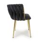 Bridgfstone Black Brushed Velvet Accent Dining Chair – Gold Metal Frame (2pk)